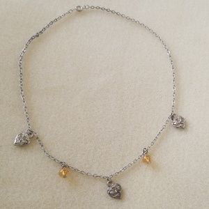 Heart Charm Necklace Silver Base Metal Choker